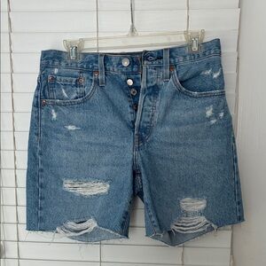 Levi's Distressed Light Blue Denim Jean Shorts